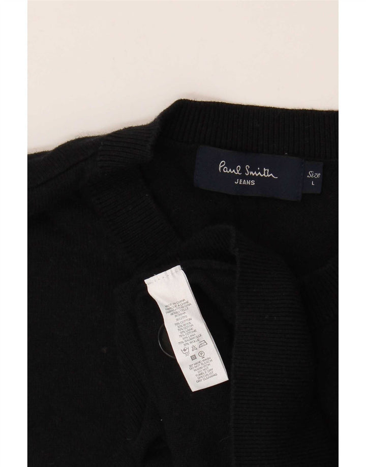 Męski sweter Paul Smith z okrągłym dekoltem, duży, czarny, bawełniany