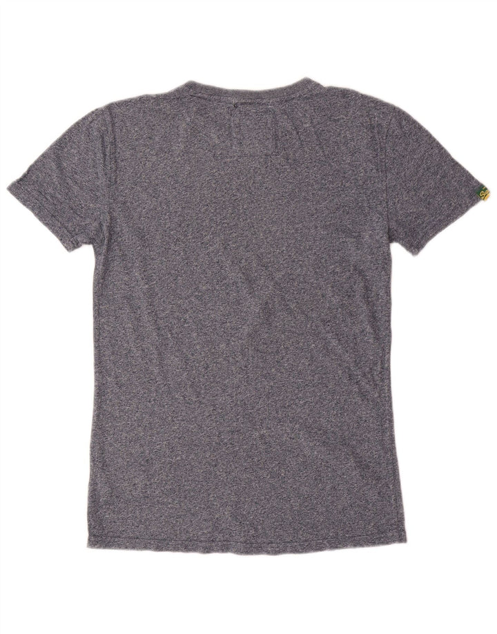 SUPERDRY Męski T-shirt z grafiką, mały, niebieski, bawełniany w cętki