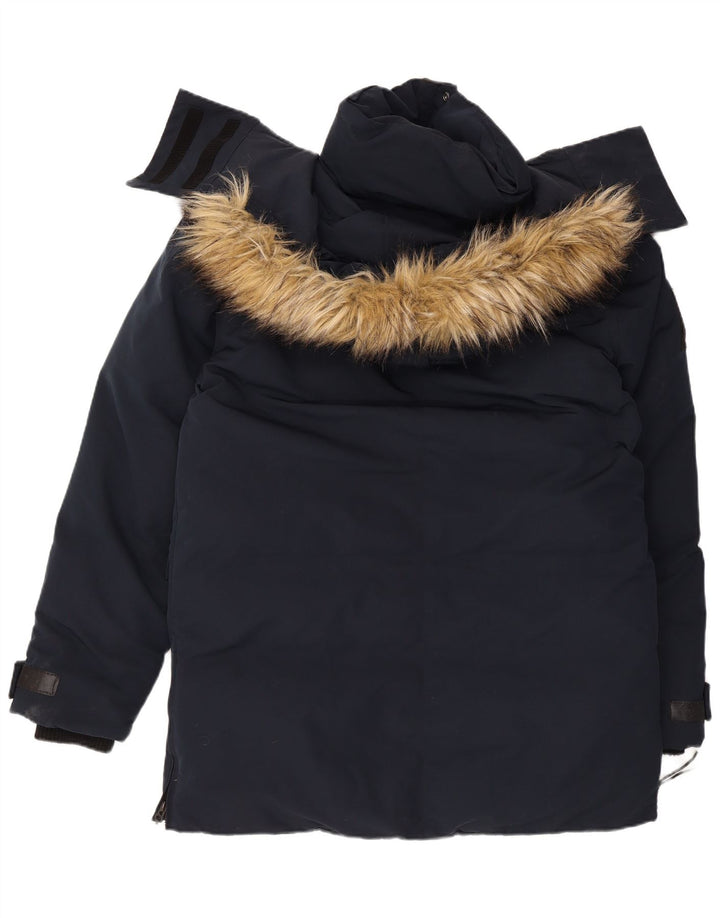 Męski ocieplany płaszcz z kapturem Superdry UK 40, duży, granatowy, poliester