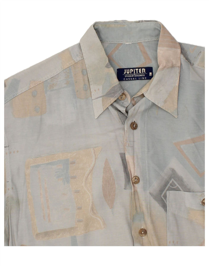 JUPITER Mens Abstract Pattern Short Sleeve Shirt Medium Blue Vintage Jupiter and Second-Hand Jupiter from Messina Hembry 