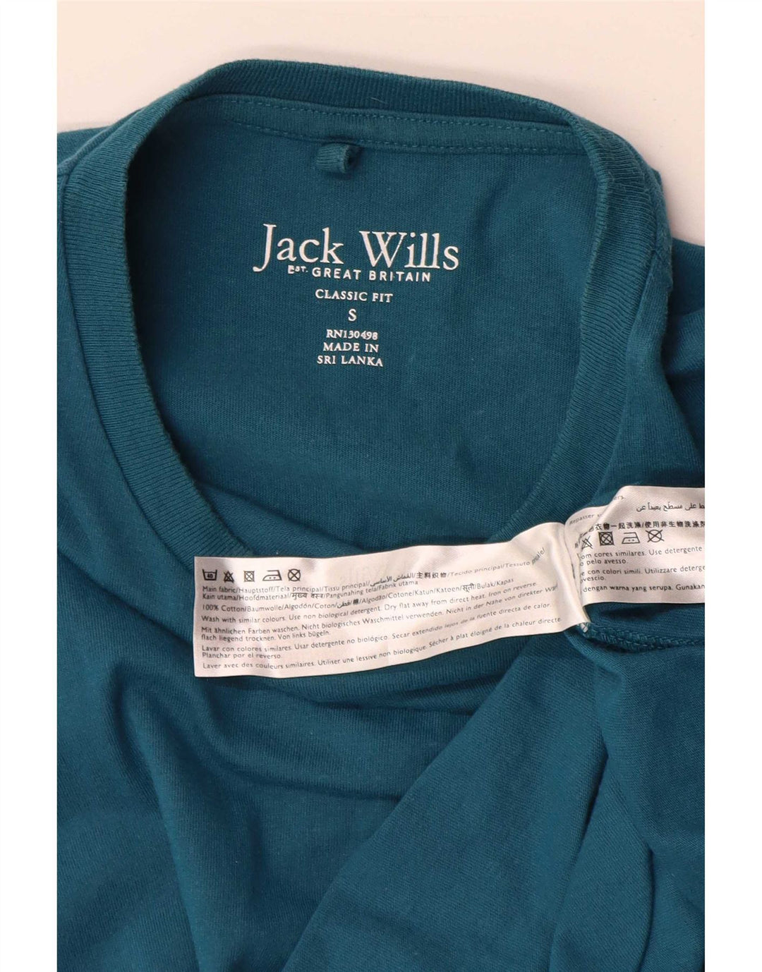 T-shirt męski Jack Wills o klasycznym kroju, mały, niebieski, bawełniany