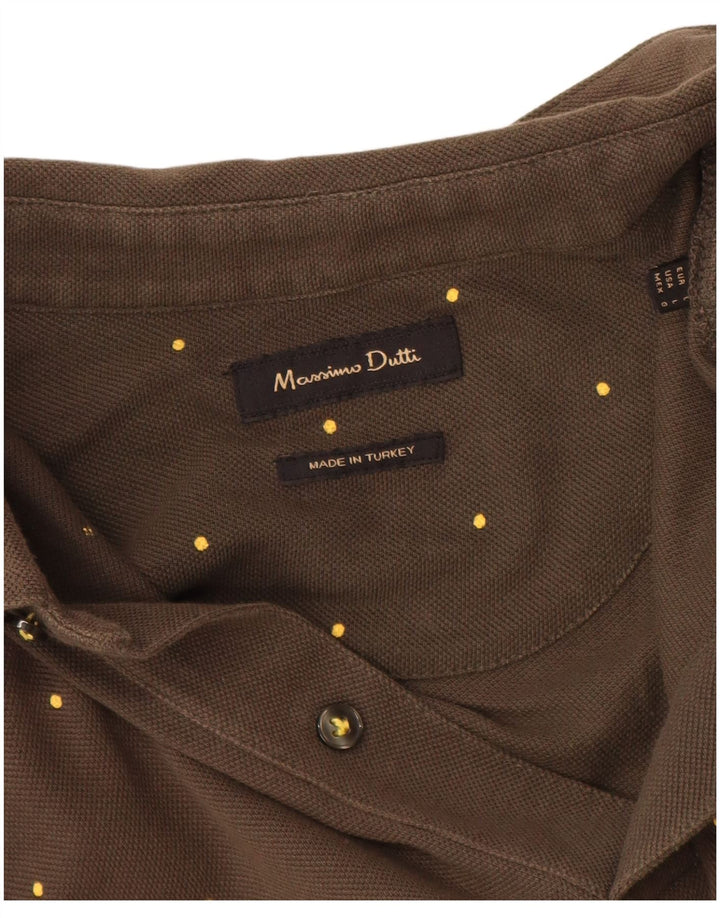 Męska koszulka polo Massimo Dutti, duża, khaki w cętki