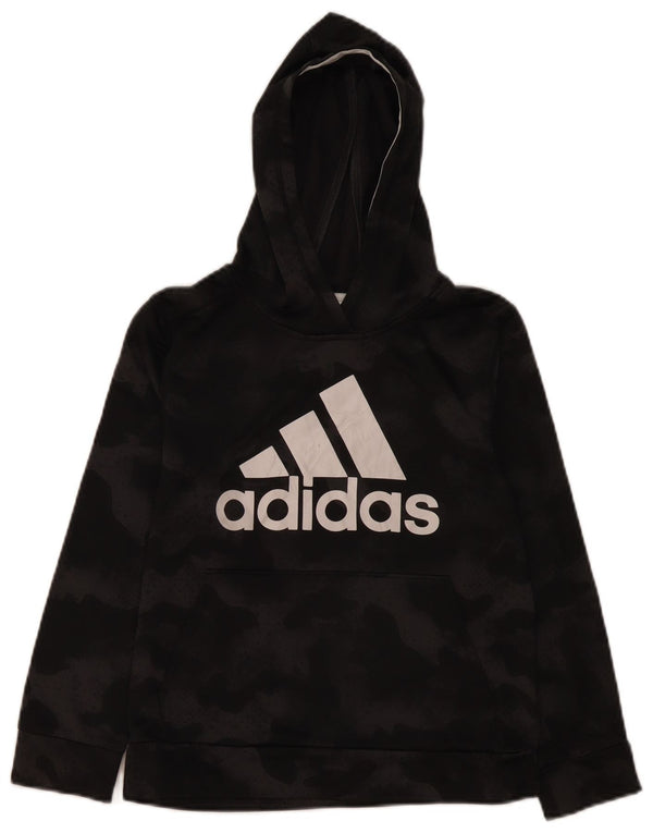 Chłopięca bluza z kapturem Adidas z grafiką 10-11 lat, średni czarny kamuflaż