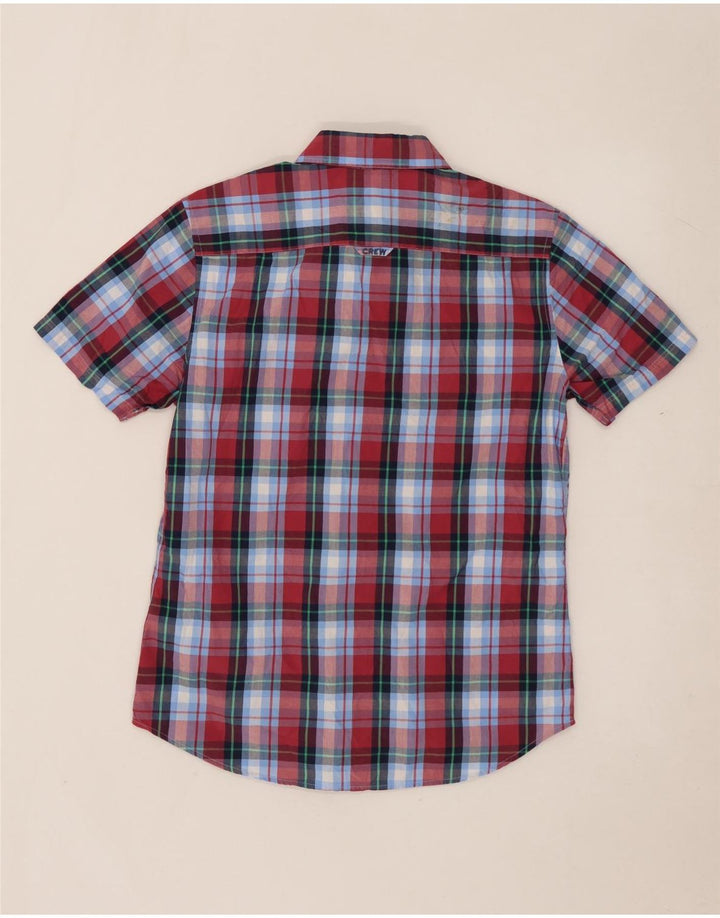 CREW CLOTHING Koszula męska z krótkim rękawem, bawełniana w średnią niebieską kratkę