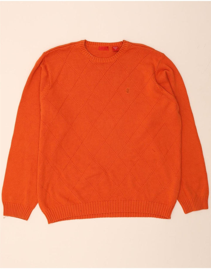 IZOD Mens Crew Neck Jumper Sweater XL Orange Cotton Vintage Izod and Second-Hand Izod from Messina Hembry 