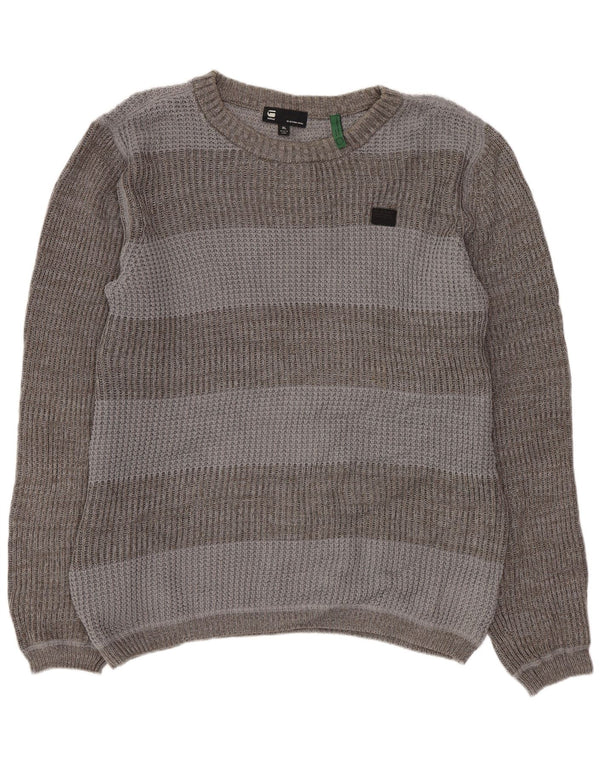Męski sweter G-Star z dekoltem w łódkę XL, szara, bawełniana w bloki kolorów