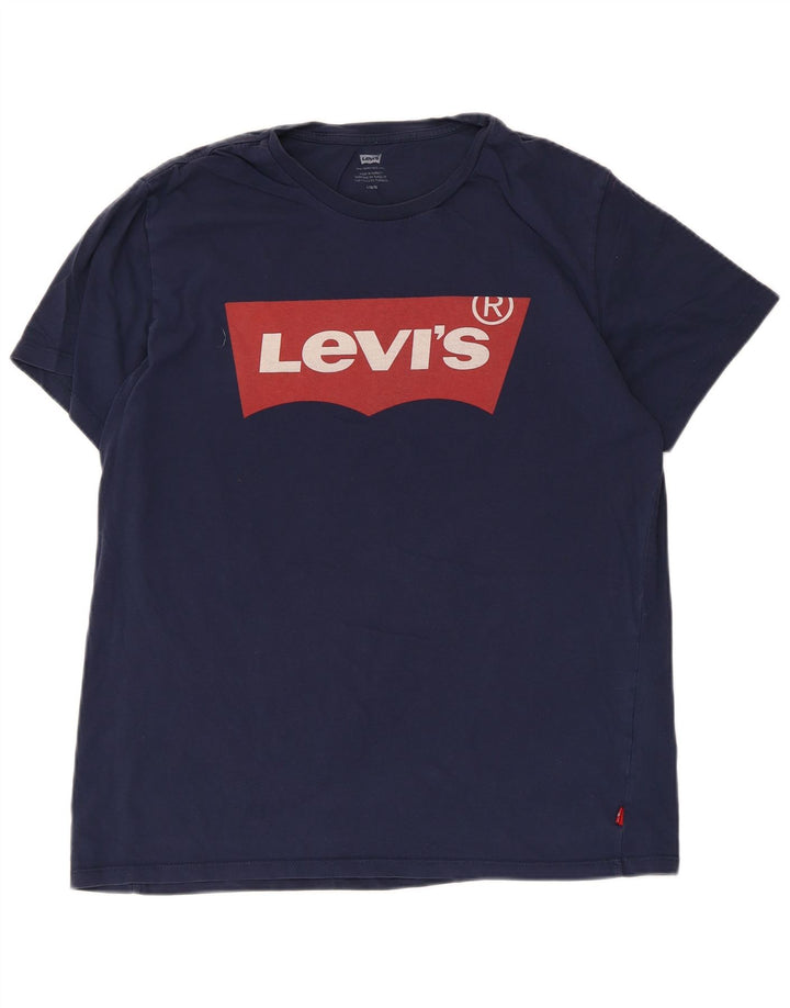 Męski T-shirt z grafiką Levi's, duży, granatowy, bawełniany