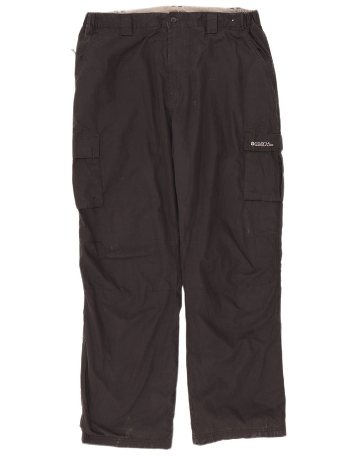 MOUNTAIN WAREHOUSE Męskie proste spodnie cargo W38 L32 Czarny poliester