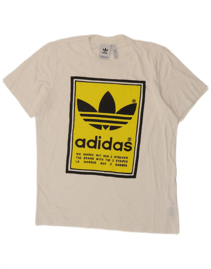 Męska koszulka z grafiką ADIDAS, średnia, biała bawełna