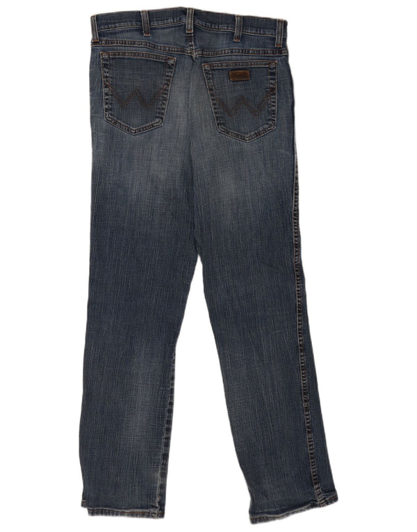Wrangler Mens Texas Stretch Straight Jeans W34 L32 Blue Cotton