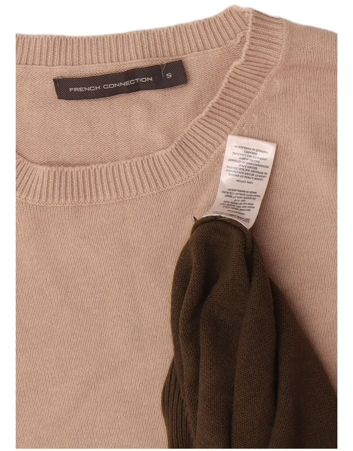 Męski sweter z okrągłym dekoltem French Connection, w małych blokach kolorów khaki