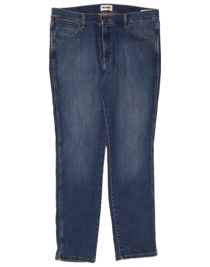Wrangler Męskie Larston Slim Jeans W36 L32 Niebieskie bawełniane