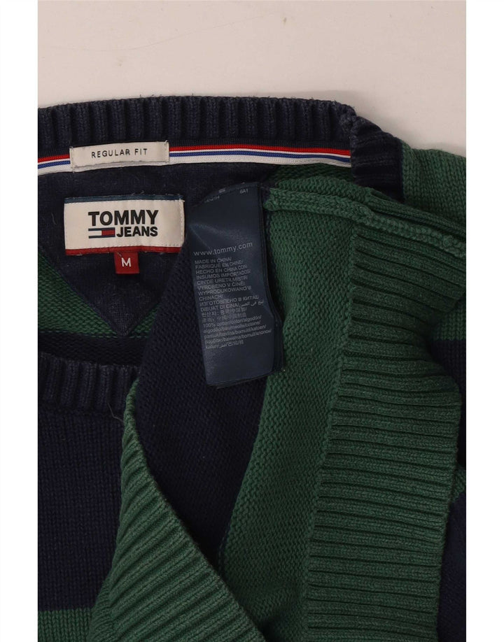 Męski sweter z okrągłym dekoltem Tommy Hilfiger w średnie zielone paski