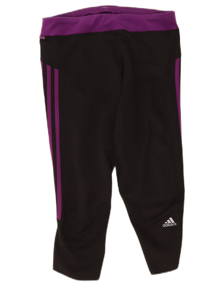 Legginsy Adidas Damskie Climalite Capri UK 12 Średni Czarny Kolorblok