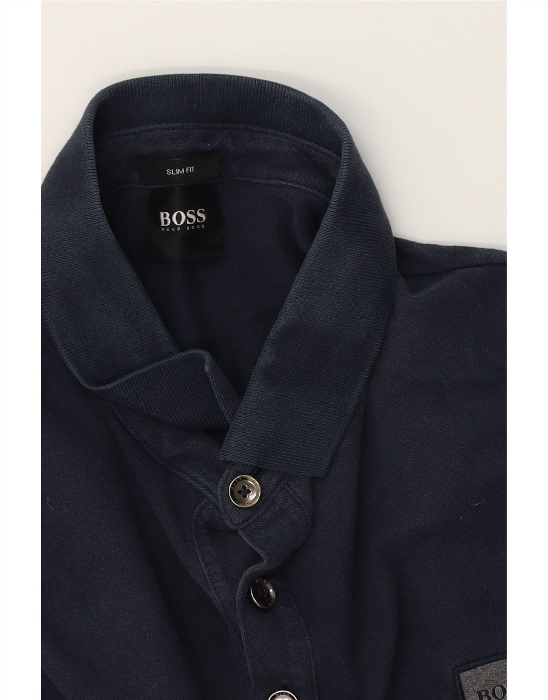 Męska koszulka polo slim fit z długim rękawem HUGO BOSS, kolor średni granatowy