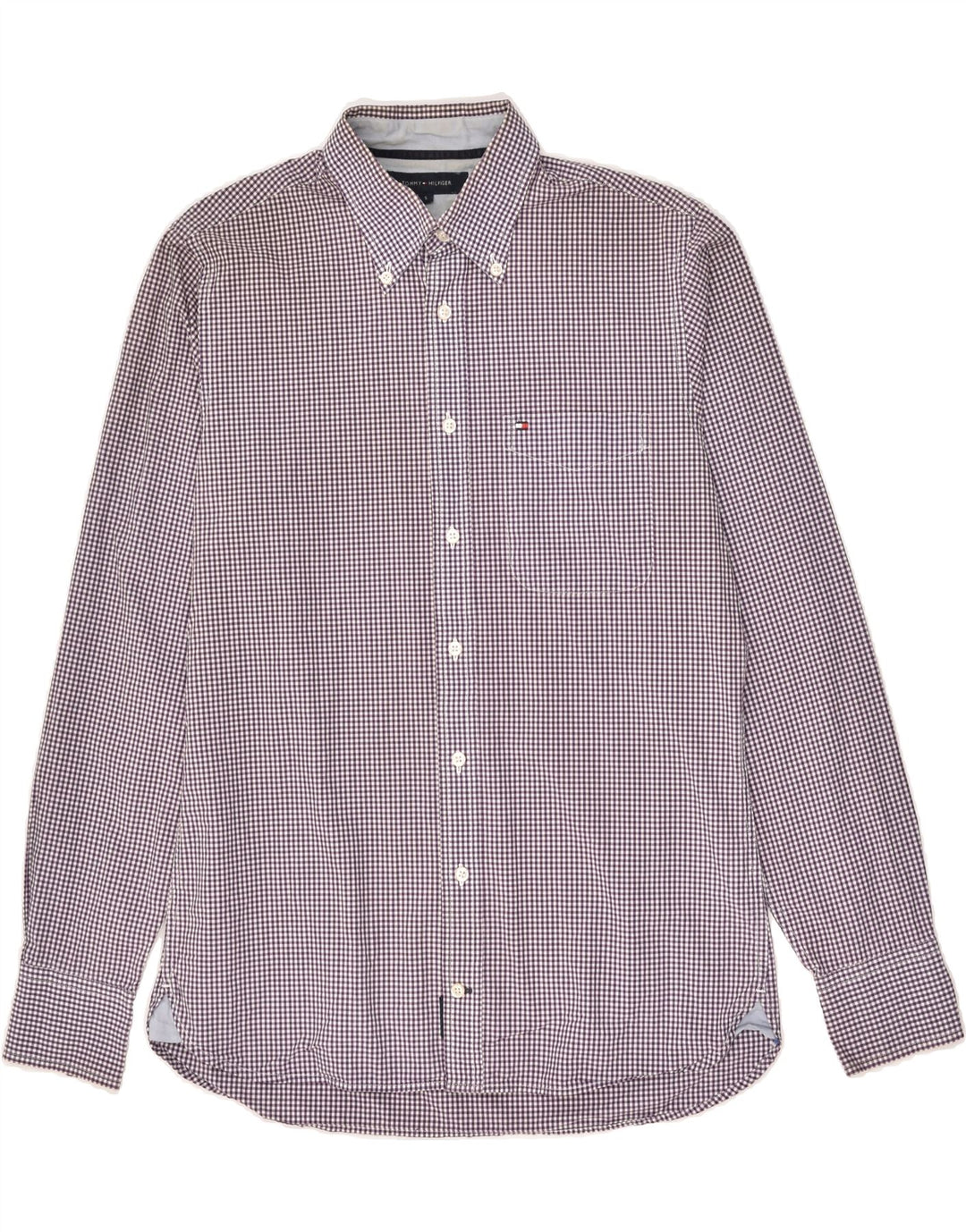 TOMMY HILFIGER Mens Shirt Small Purple Gingham Cotton Vintage Tommy Hilfiger and Second-Hand Tommy Hilfiger from Messina Hembry 