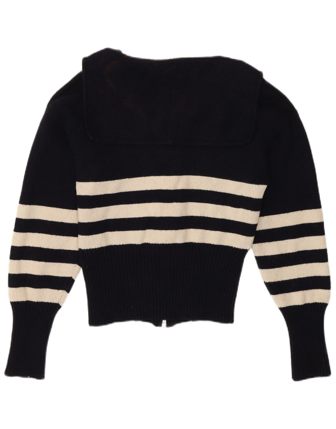 Damski krótki sweter Zara, mały, granatowy, wiskozowy w paski
