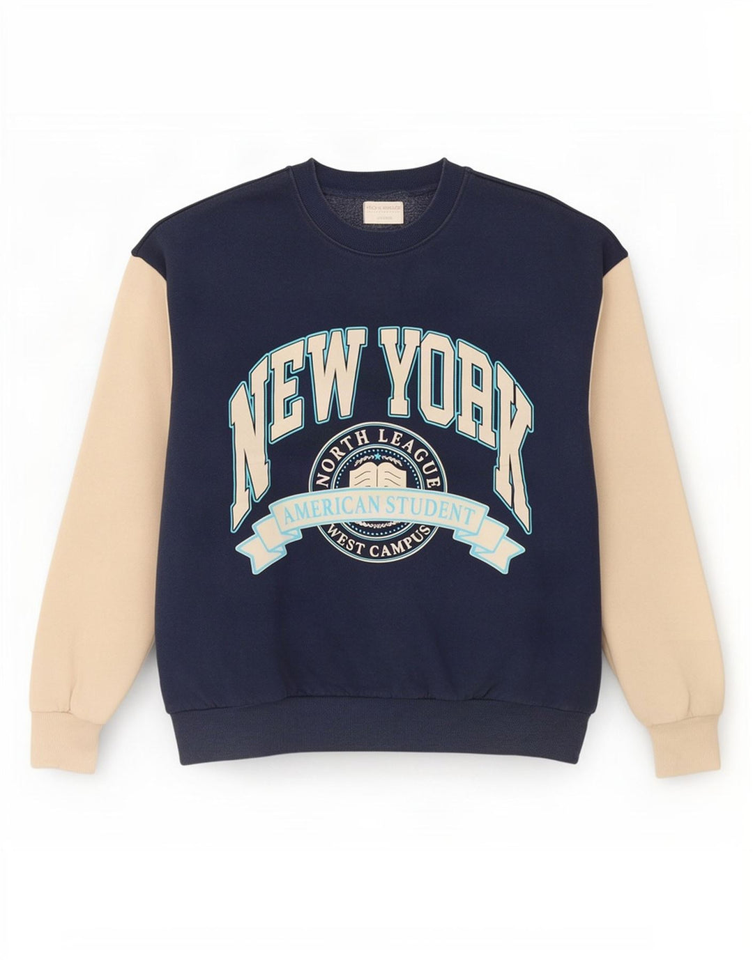 Damska bluza Pull & Bear z grafiką, UK 10, mała, granatowa