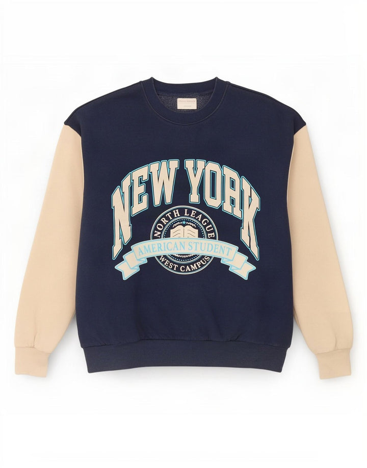 Damska bluza Pull & Bear z grafiką, UK 10, mała, granatowa