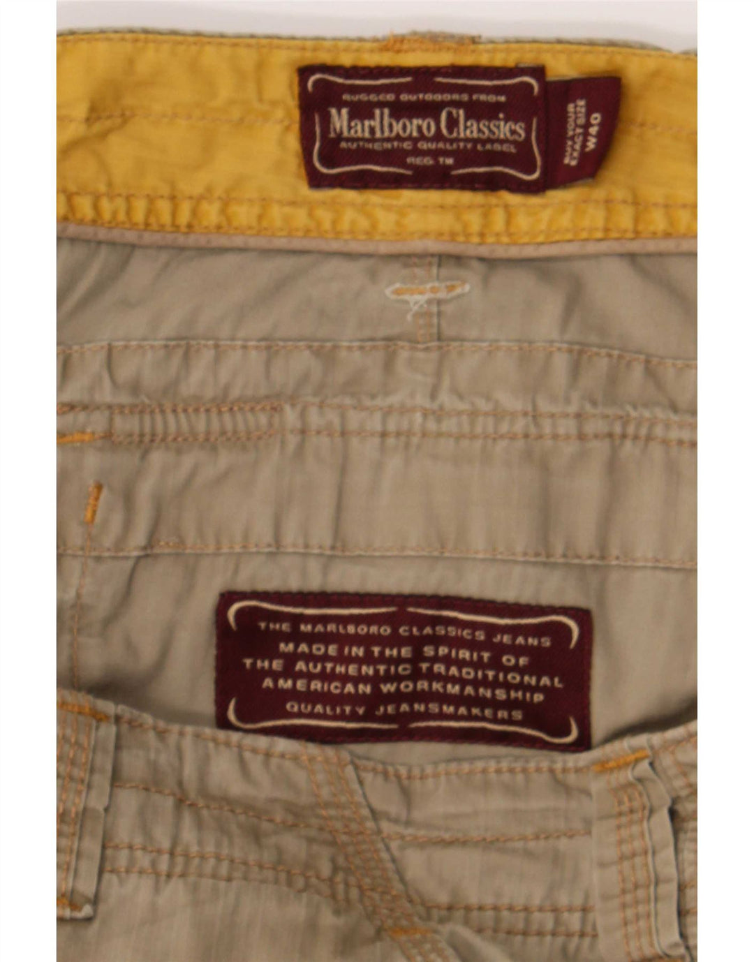 Męskie spodenki cargo Marlboro Classics o regularnym kroju W40 XL, bawełna khaki