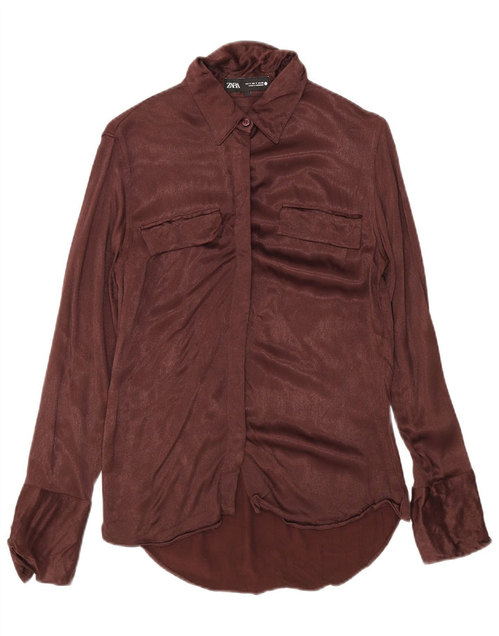 Damska bluzka koszulowa Zara UK 10 Small Brown