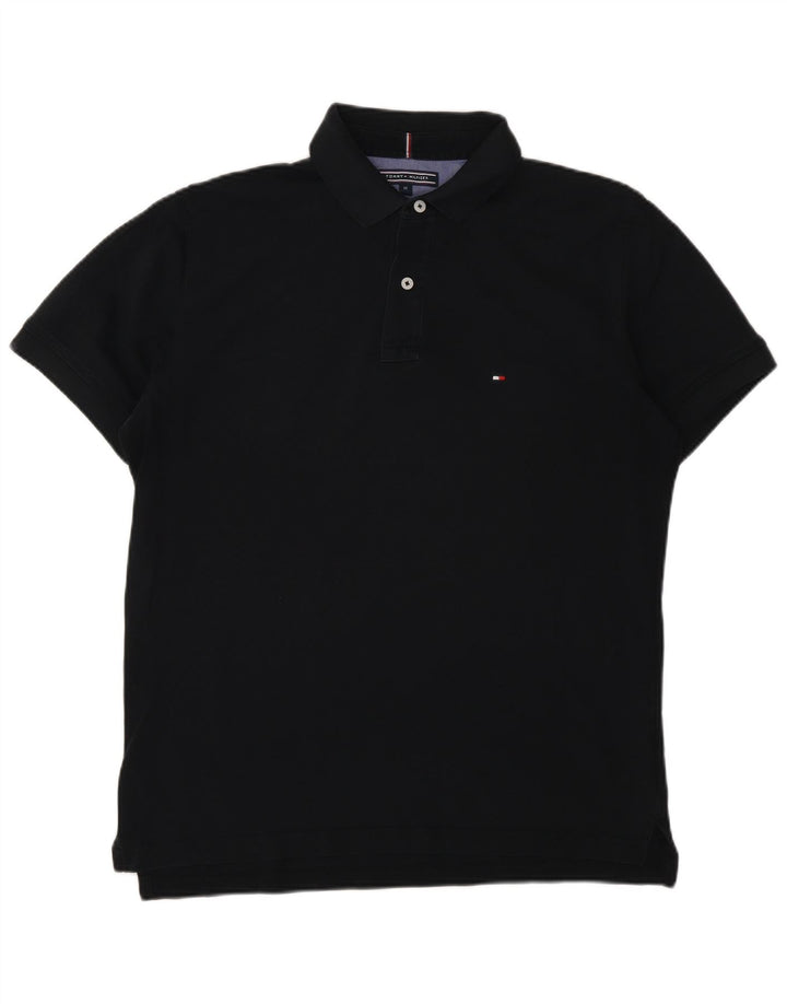 Męska koszulka polo Tommy Hilfiger o regularnym kroju, średnia czarna, bawełniana