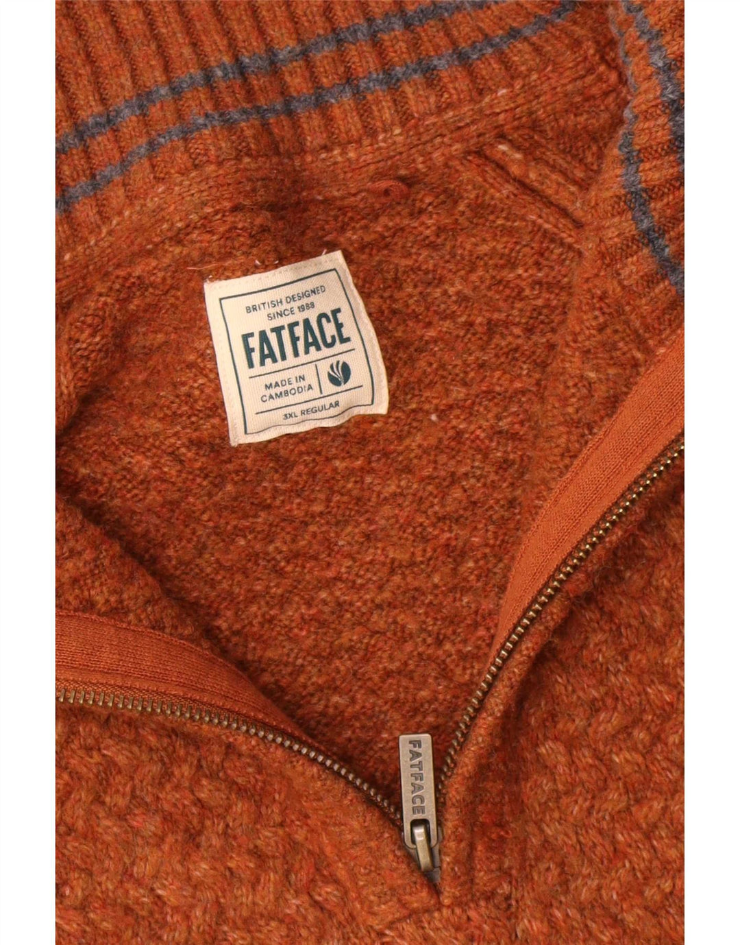 Męski sweter z zamkiem błyskawicznym Fat Face 3XL Brązowy Chevron