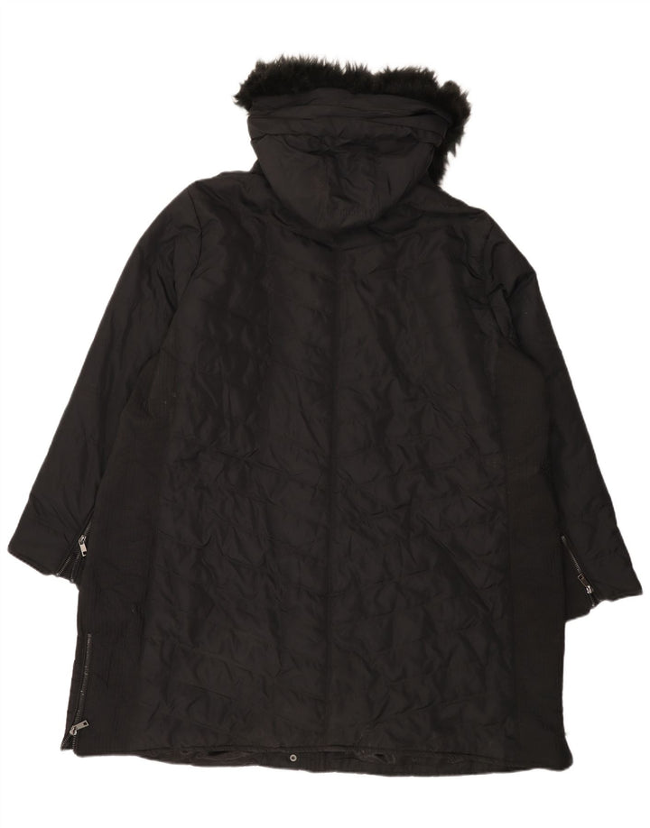 Marks & Spencer Damski ocieplany płaszcz z kapturem UK 22 3XL Czarny poliester
