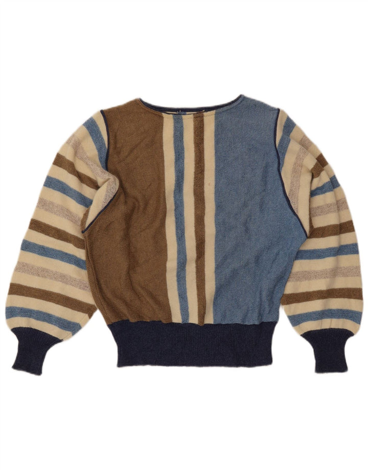 Sweter damski VINTAGE z dekoltem w łódkę UK 12, średnie, wielokolorowe paski