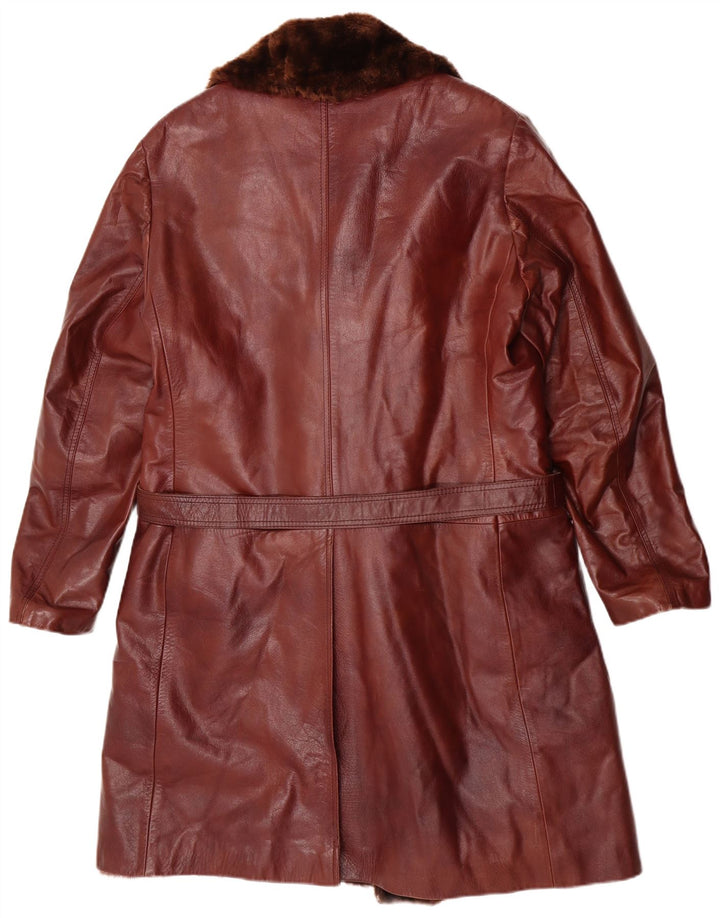 Vintage męski płaszcz skórzany z owczej skóry UK 38 średniej brązowej skóry