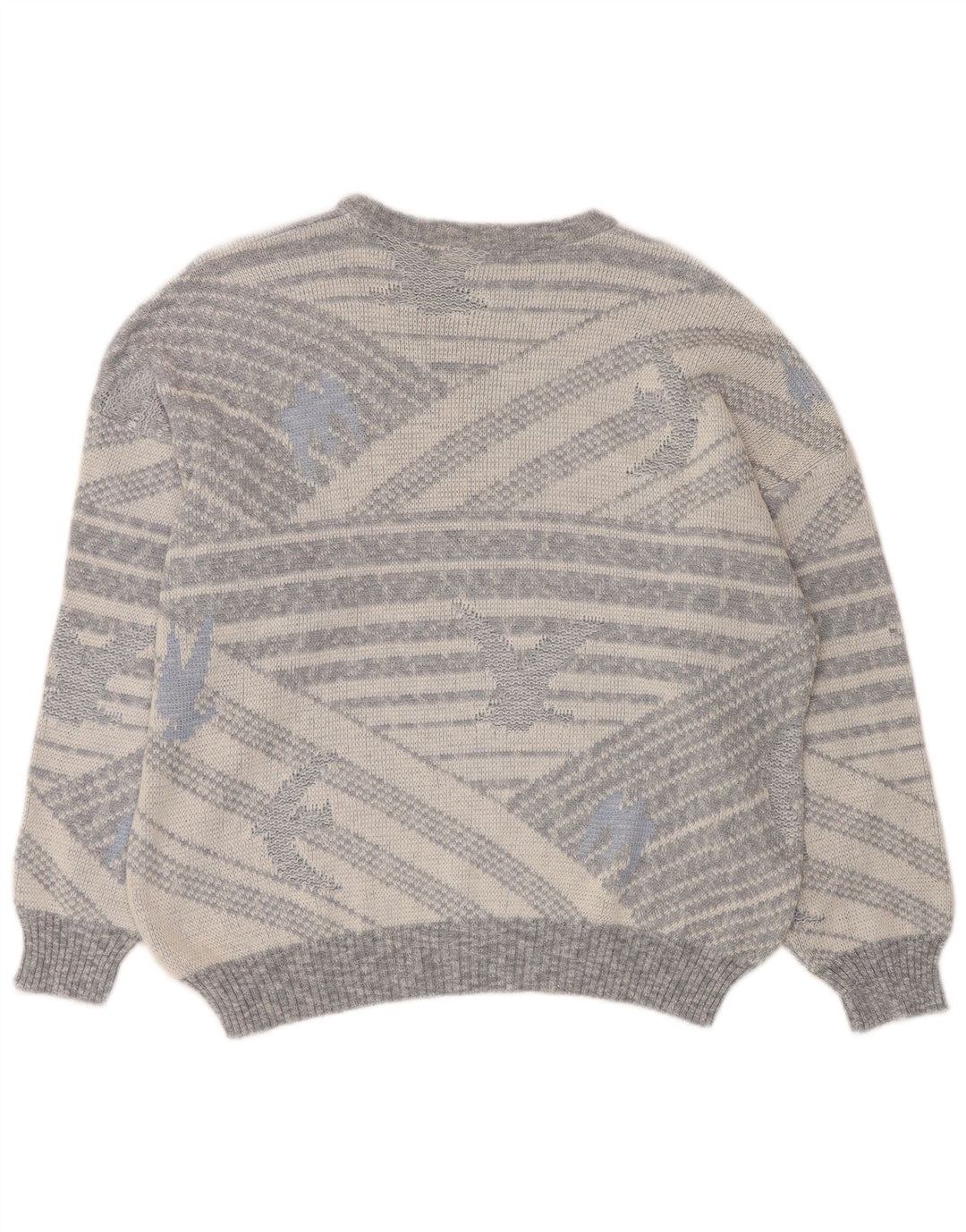 Męski sweter z okrągłym dekoltem w stylu vintage IT 50 Średni szary geometryczny