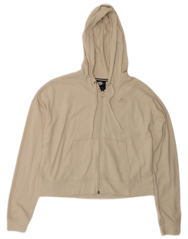 Damski sweter oversize z kapturem i zamkiem błyskawicznym Nike, UK 10, mały, beżowy poliester
