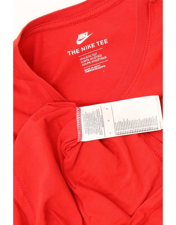 Męski T-shirt Nike o sportowym kroju, duży, czerwony, bawełniany