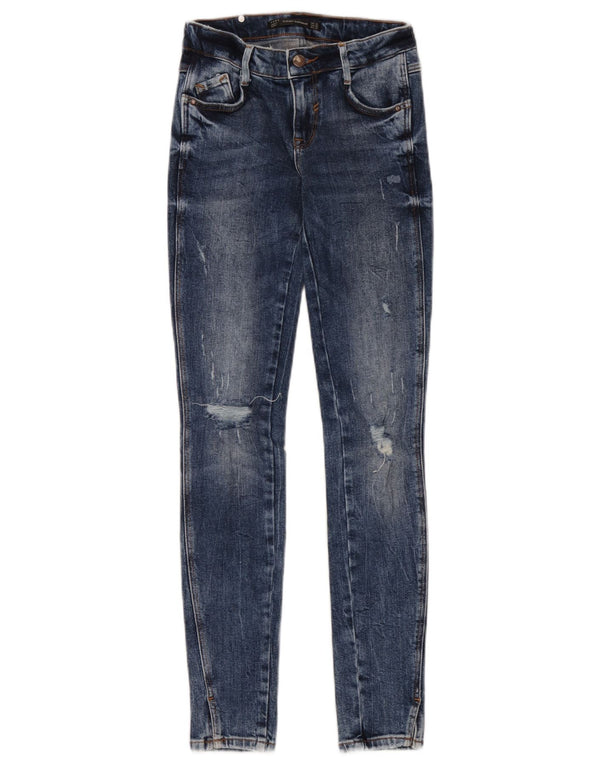 Zara Damskie Trafaluc Distressed Skinny Jeans EU 32 2XS W22 L30 Niebieskie