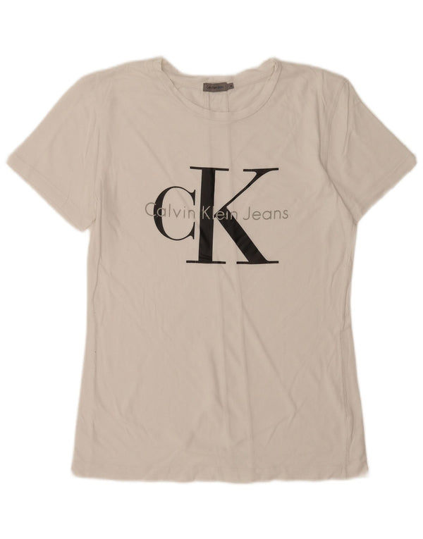 Damska koszulka graficzna Calvin Klein Jeans Top UK 12 Medium White