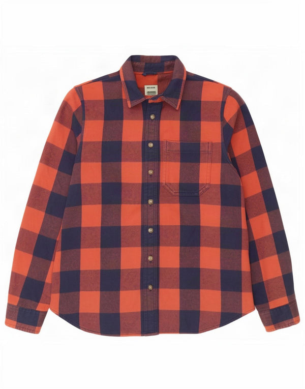 L.L.Bean Damska koszula flanelowa oversize UK 6 XS Pomarańczowa bawełniana kratka