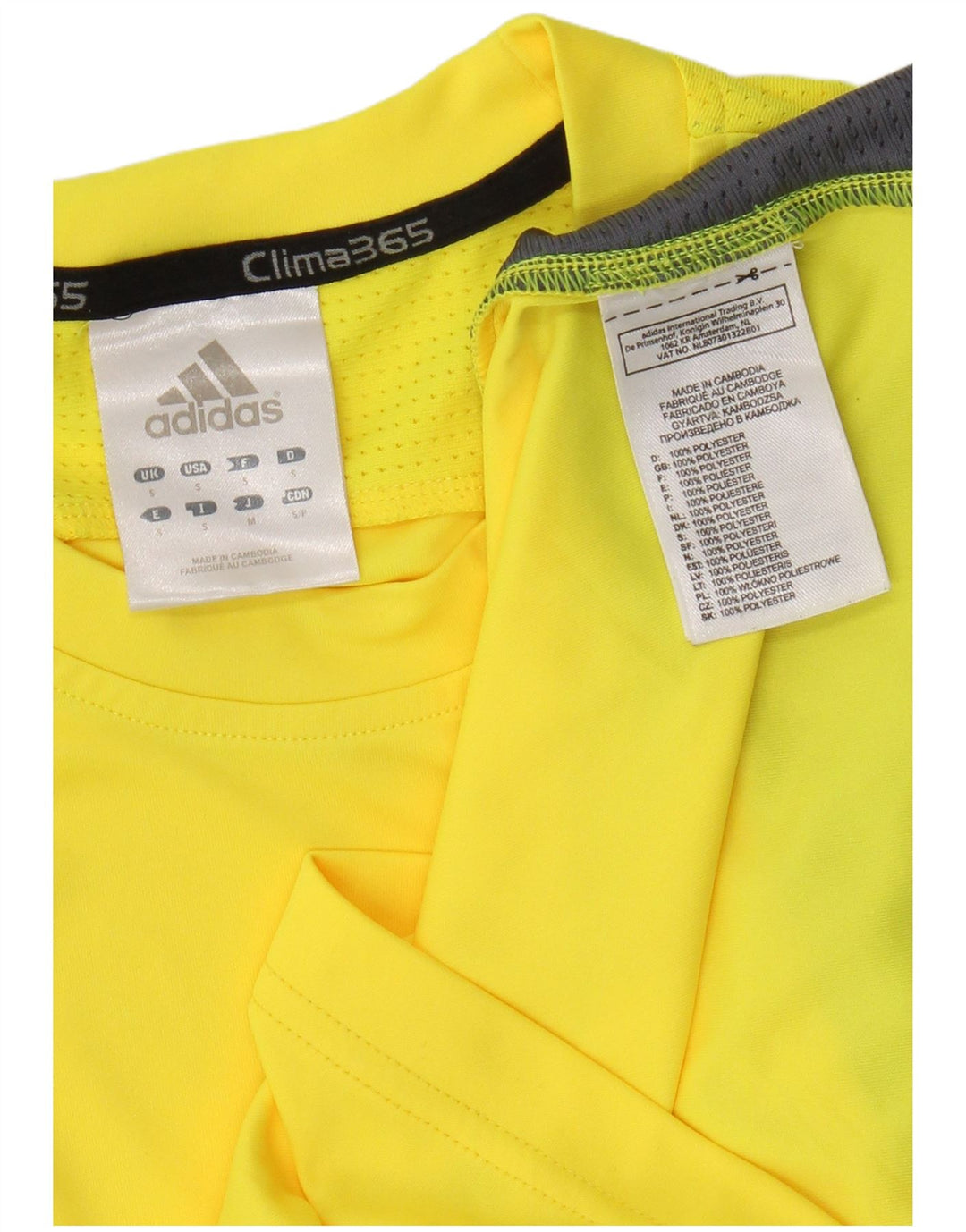 Adidas Męski T-shirt Clima 365 Top, mały, żółty poliester z blokami kolorów
