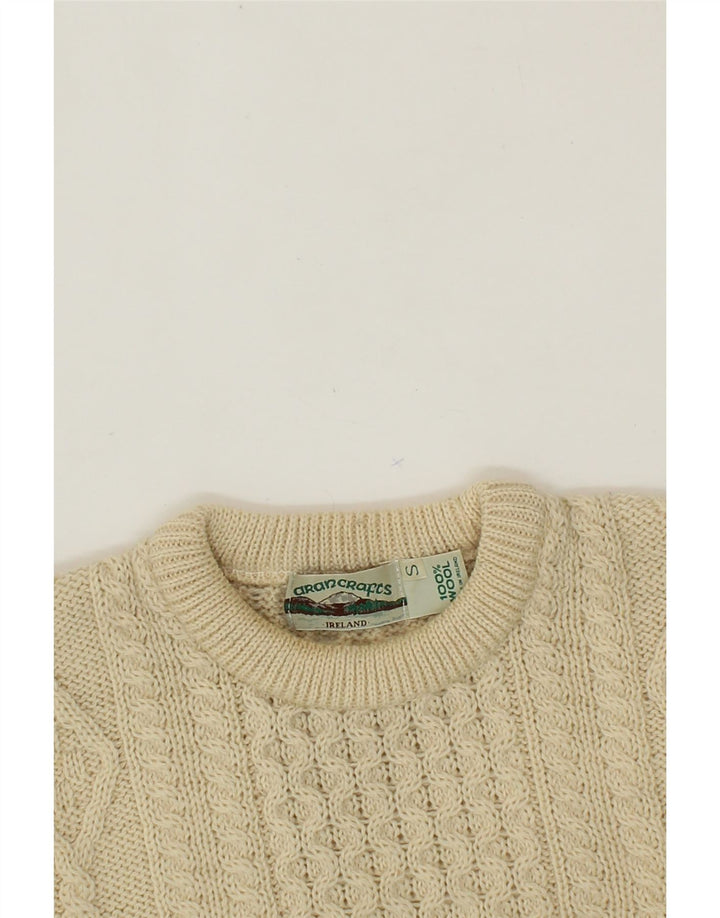 ARANCRAFTS Damski sweter z dekoltem w łódkę UK 10 Small Beżowa wełna