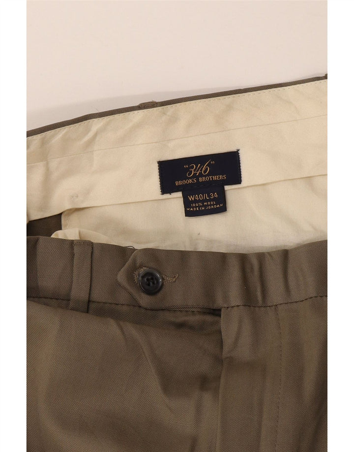 Męskie spodnie garniturowe Brooks Brothers 346 W40 L34 Wełna khaki