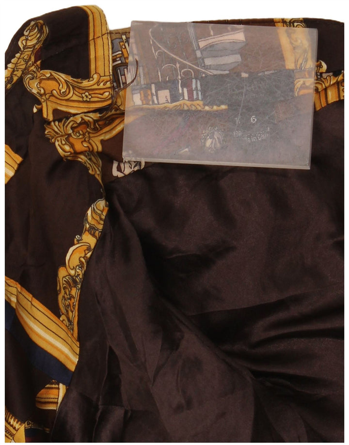 J. Crew Damska sukienka wiązana na szyi w abstrakcyjny wzór US 6 Średni brązowy jedwab