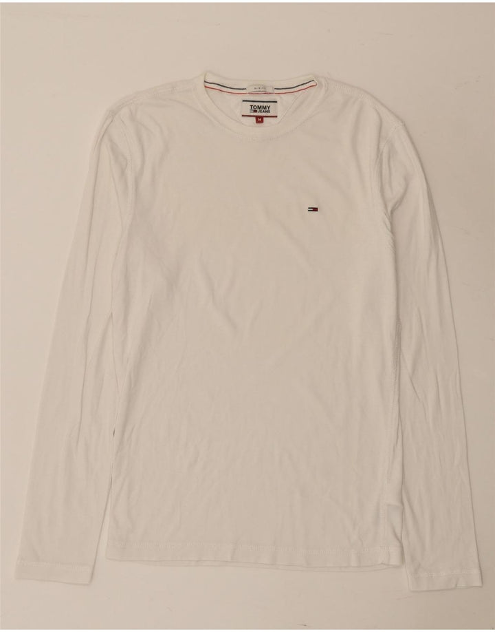 Męski top o dopasowanym kroju Tommy Hilfiger z długim rękawem, średniej wielkości, z białej bawełny