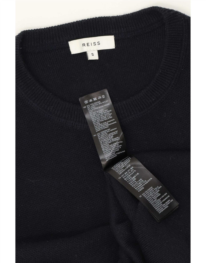 Męski sweter z okrągłym dekoltem Reiss, mały, granatowy, poliester
