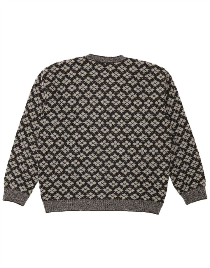 Gioferrari Męski sweter z dekoltem w kształcie litery V IT 54 XL Szary Argyle/Diament