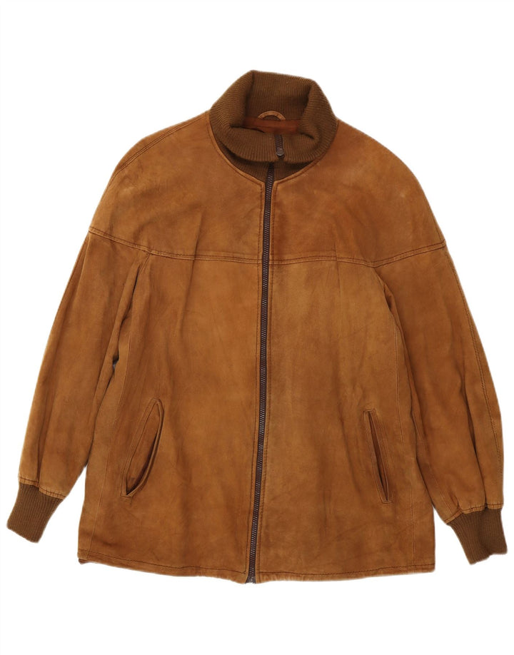 Damska kurtka zamszowa w stylu vintage IT 48 XL, brązowa skóra