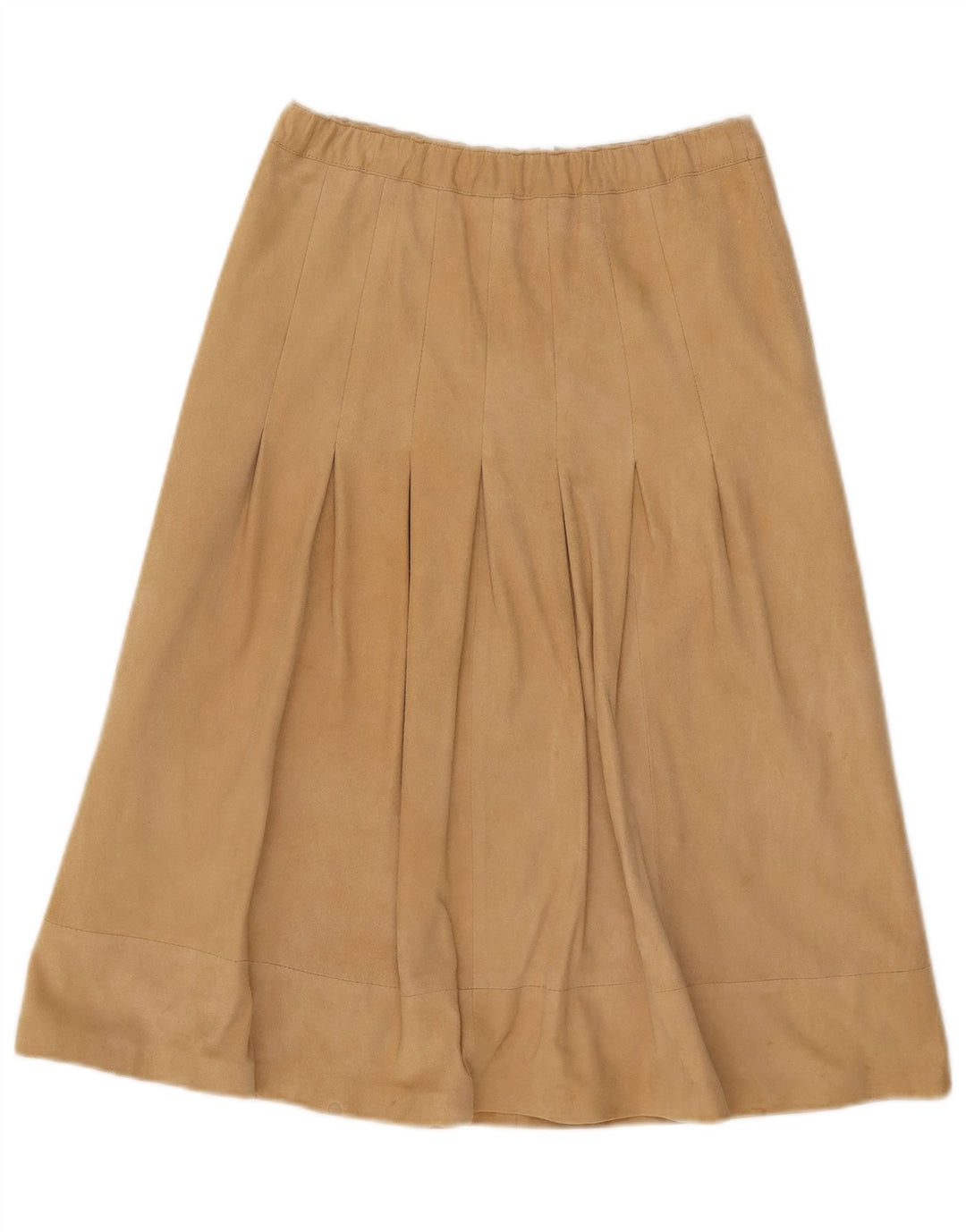 Vintage damska zamszowa spódnica W30 średniej beżowej skóry