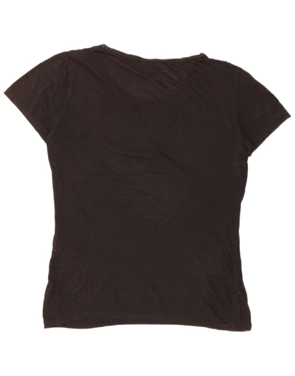 Damska koszulka graficzna Trussardi Jeans Top UK 12, średnia czarna bawełna