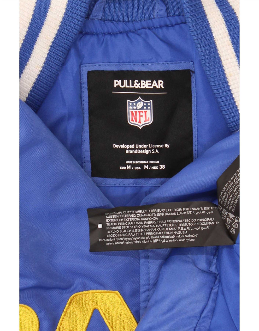 Męska kurtka Pull & Bear Los Angeles Rams Varsity UK 38 Medium Blue Sports
