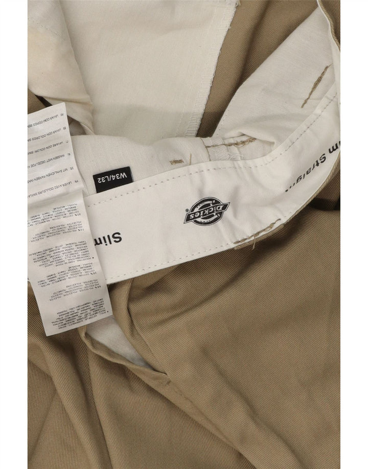 Męskie spodnie typu chino, slim, proste, DICKIES W34 L32, beżowy poliester
