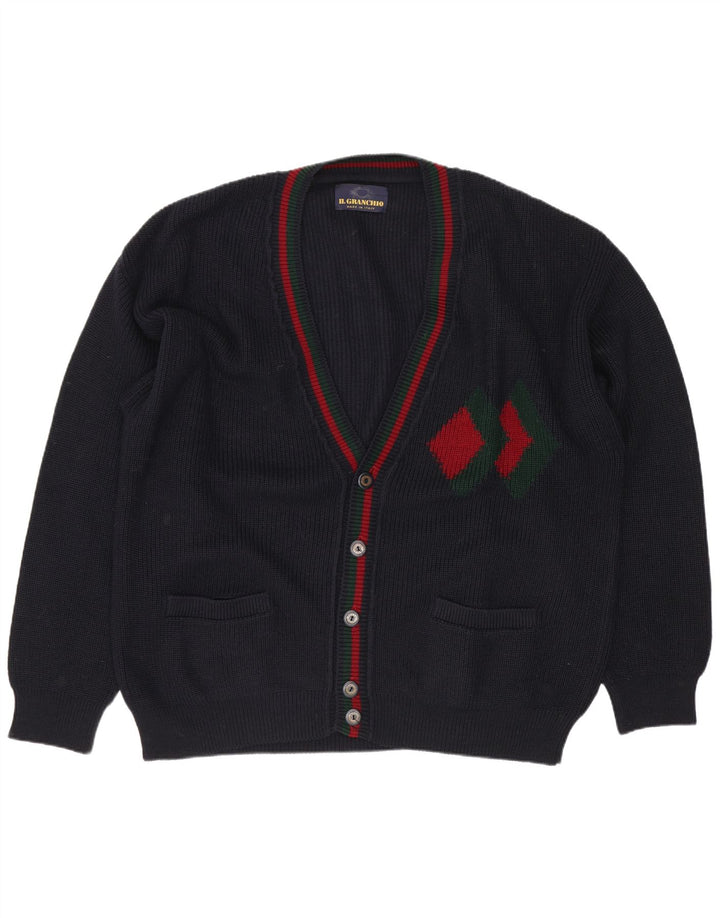 Il Granchio Męski sweter rozpinany XL Granatowa, geometryczna wełna
