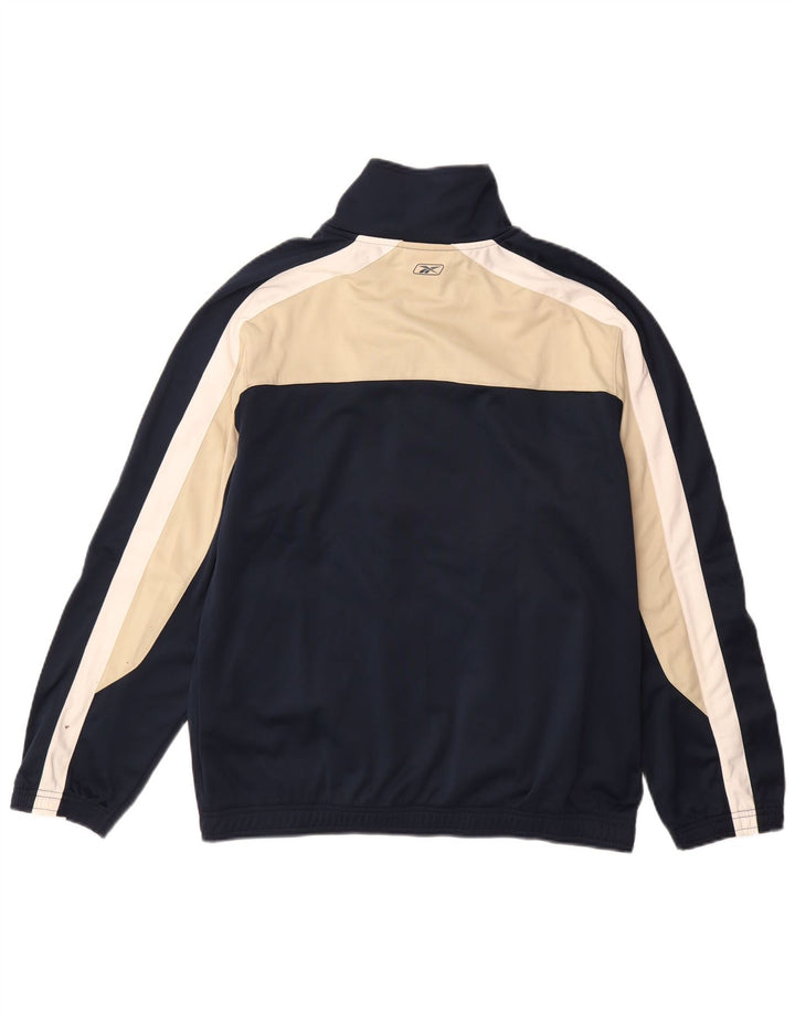 REEBOK Męska kurtka dresowa, średnia granatowa, poliester w blokach kolorów